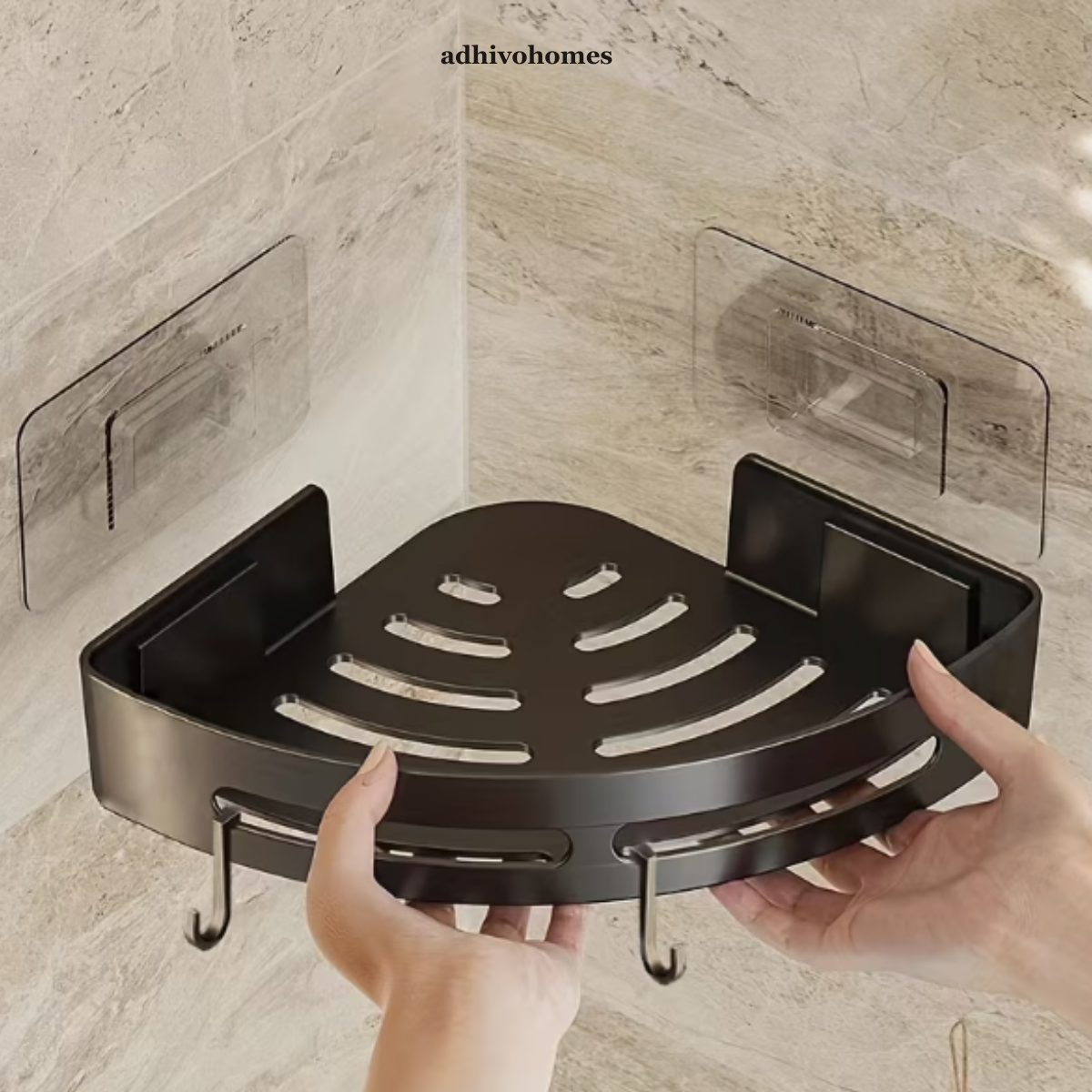 No-Drill Adhesive Shower Caddy — Corner Bathroom Shelf & Organiser