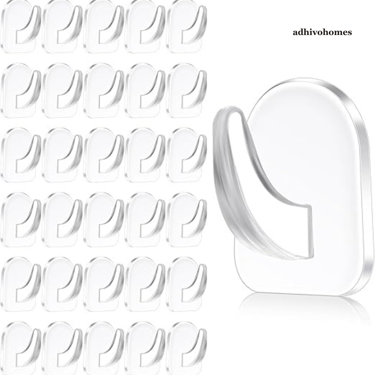 Clear Adhesive Wall Hooks — No Drill, Waterproof (Multi Pack)