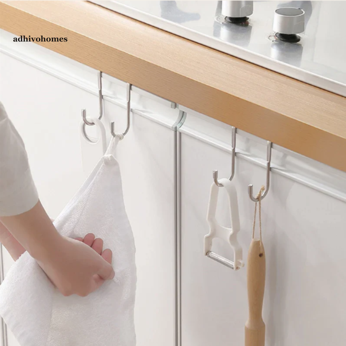 Stainless Steel S-Shape Cabinet Door Hooks — No Drill (Multi-pack)