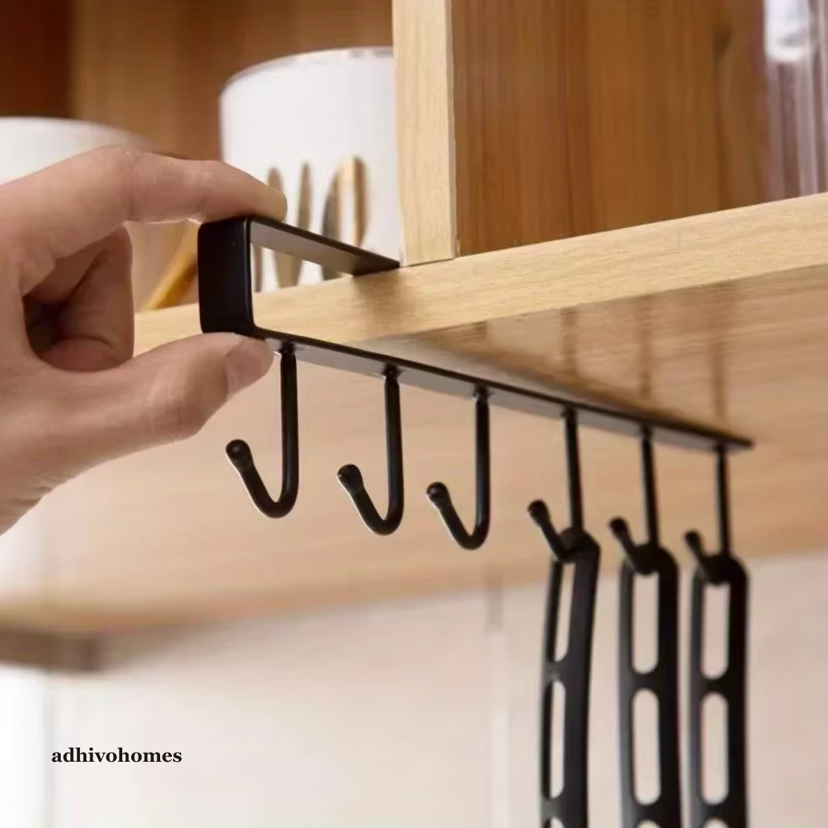 Under-Shelf Mug & Cup Holder — No-Drill Kitchen Storage Hooks