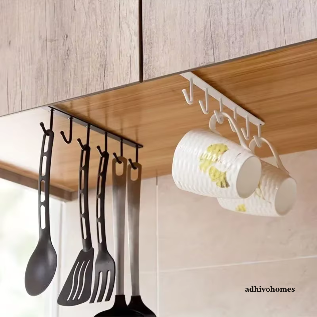 Under-Shelf Mug & Cup Holder — No-Drill Kitchen Storage Hooks